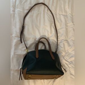 Fossil Sydney Satchel Medium Vegan/Manmade Leather Handbag - Black & Brown